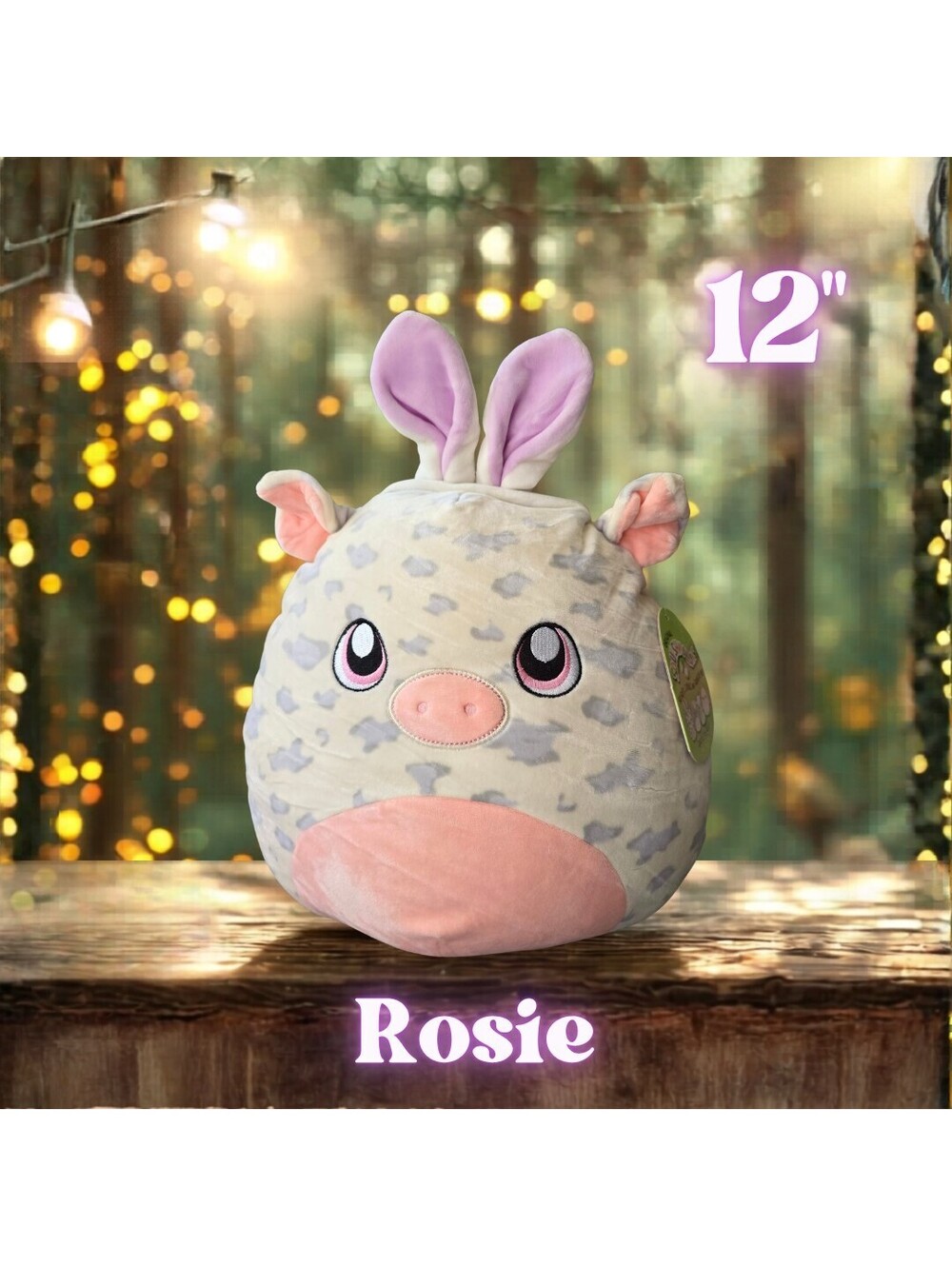 NWT Claire's Exclusive Squishmallows Pig with Bunny Ears 12"
